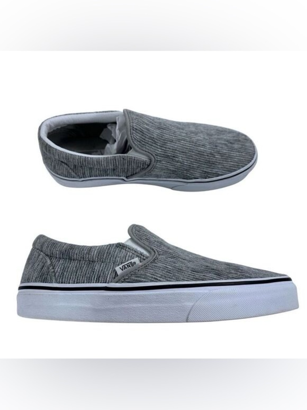 Vans Slip-On Corduroy Loafers in Gray and White